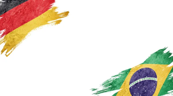 Flags of Germany and Brasil on White Background — Stock Photo, Image